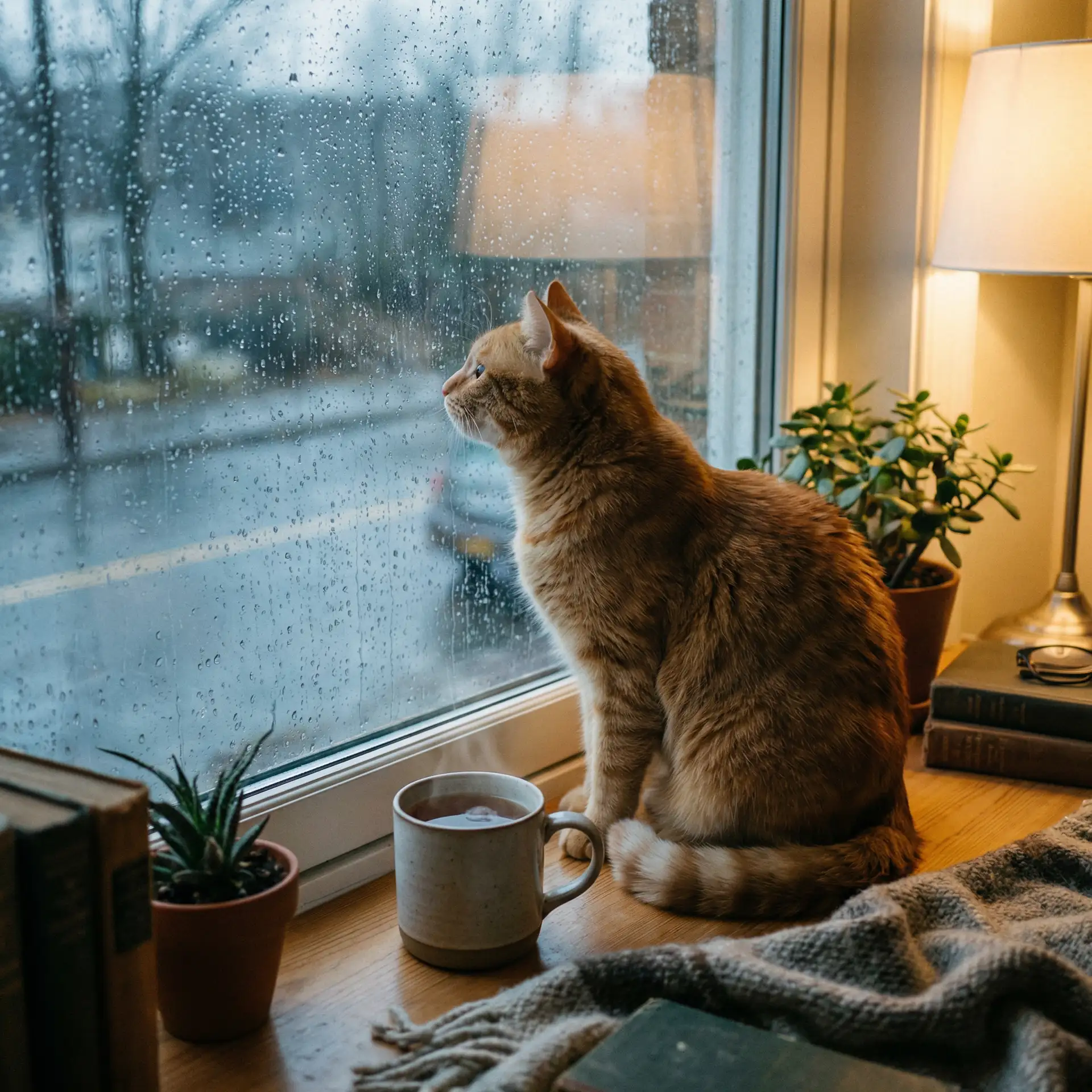 猫咪望着窗外的雨 - 奋进的旋律电视剧